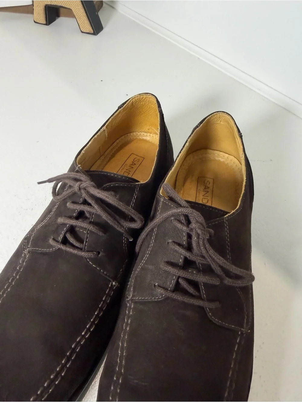 Sandro Moscoloni Men's 12D Brown Suede Oxford Shoes Comfort Soft Gel Lace Up